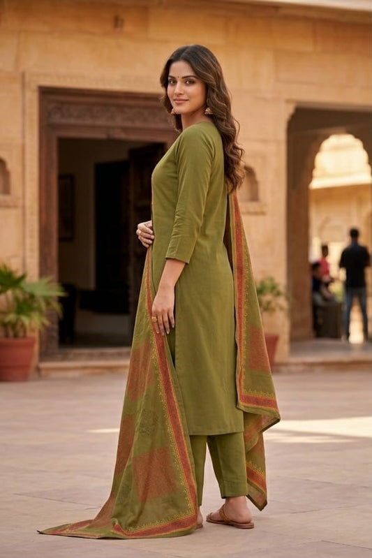 🌿 Elegant Embroidered Kurta Set with Dupatta for Women | Akshra Collection