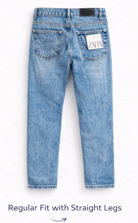 mens denim jeans straight fit back view