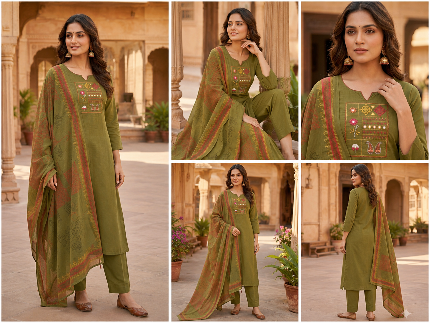 🌿 Elegant Embroidered Kurta Set with Dupatta for Women | Akshra Collection