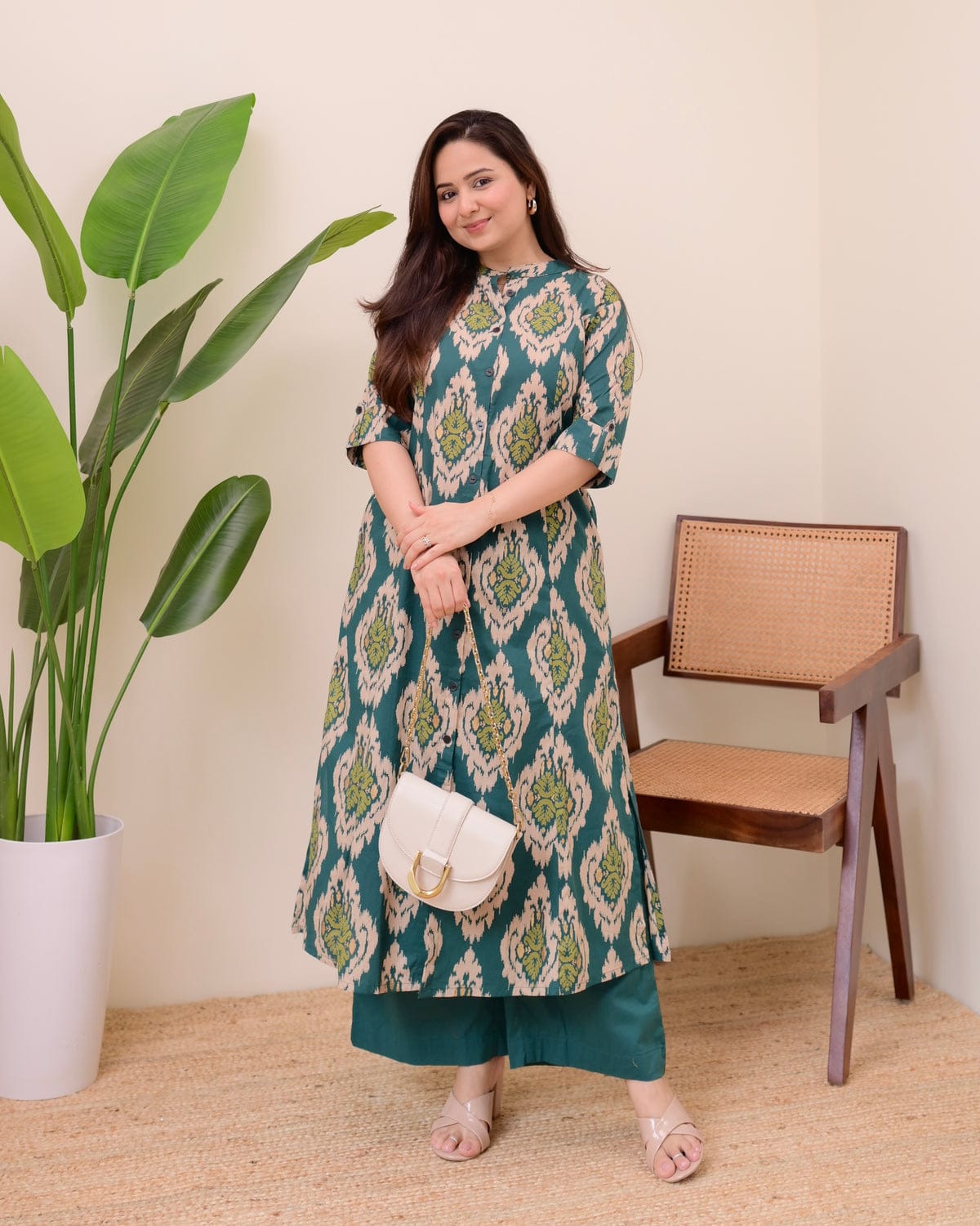 ✨ Teal Green Ethnic Printed Co-Ord Kurta Set for Women 💖