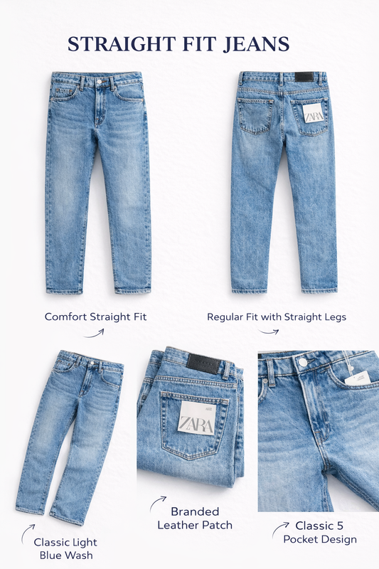 men light blue straight fit jeans front view